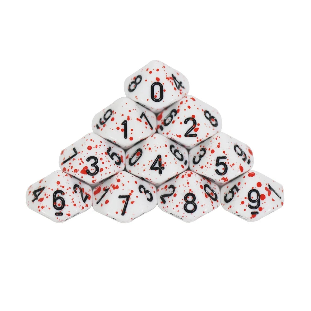 D10 Polyhedral Side Dice DND Games for Marble Transparent 10Pcs/Set for Funny Party Board Game