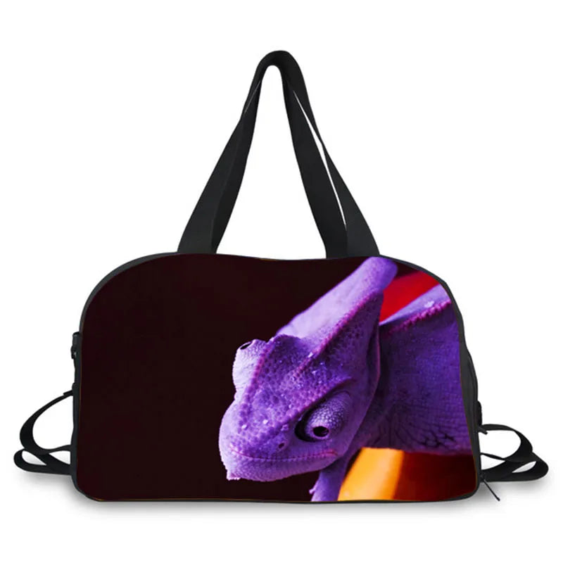 Duffel Bag Travel Bag Colorful Parrot Lizard Cabrite Print for Men Women Valise Sport Gym Bag