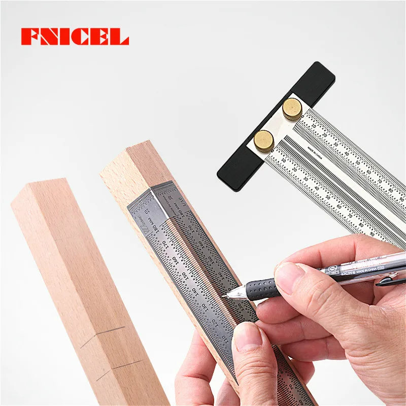 Woodworking Line Scribe 180-400mm T-type Ruler Hole Scribing Ruler Crossed-out Tool Line Drawing Marking Gauge Measuring Tool