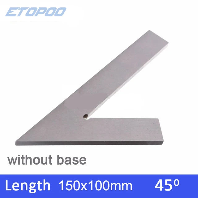 DNI875/2 100*70mm 120*80mm 200mm 45 Degree Square Ruler with Wide Base Steel 45 Degree Industrial Try Machinist Square with Base