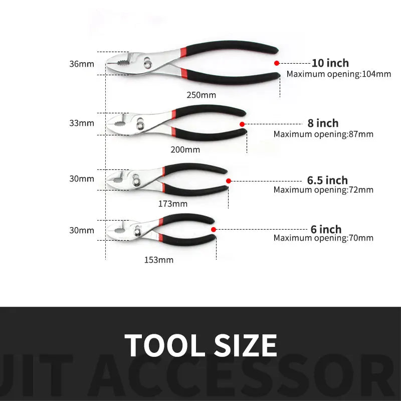 Carp pliers Slip Joint Plier 1pcs Adjustable automobile Repair Tool Big Mouth Fish Tail Pliers Slipper Pliers 6" 8" 10"