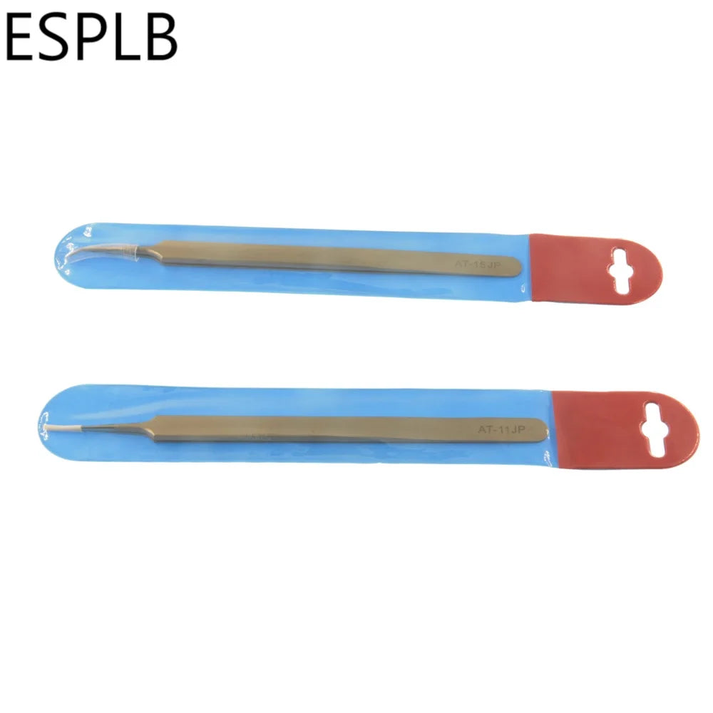 Ultra Thin Fly Line Tweezers 0.15mm AT-11JP Straight/AT-15JP Curved Stainless Steel Industrial Precision Tweezers