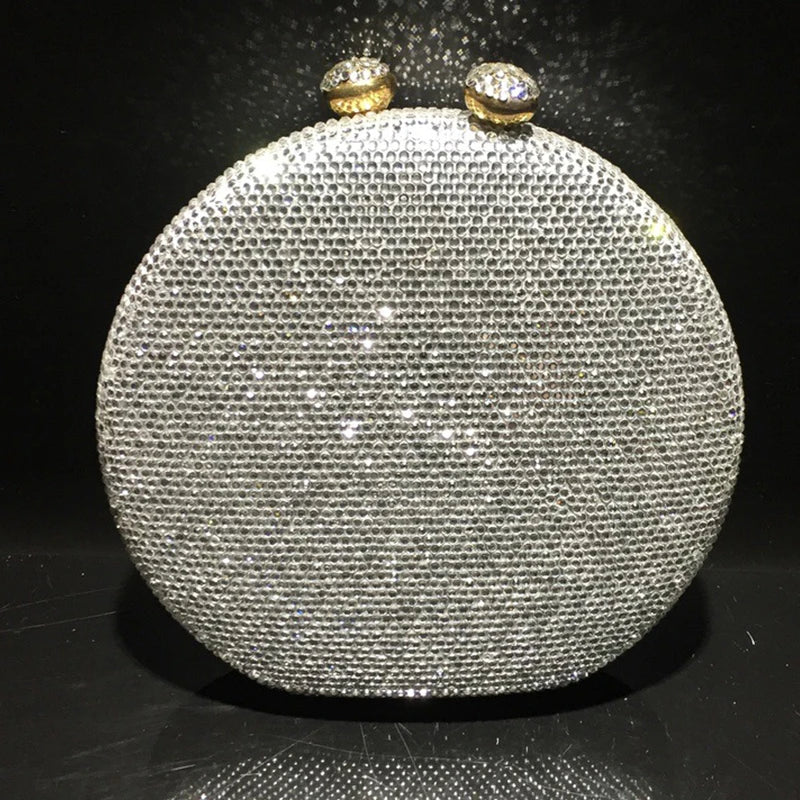 Women White Crystal Evening Clutches Bag Black/Silver Diamond Female Clutch Purse Lady Crossbody Small Party Phone Minaudiere