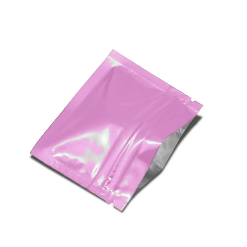 100Pcs Colorful Glossy Aluminum Foil Zip Lock Bag Tear Notch Self Grip Seal Food Ground Coffee Storage Packaging Pouches