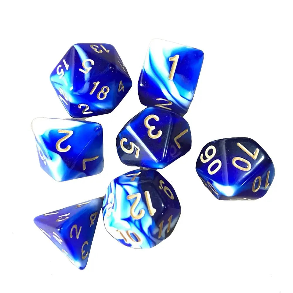 7-Die/Set New Acrylic Dice Set For TRPG DND Polyhedral 7-Die Lidescent Glitter Digital Dice Entertainment Game Accessories