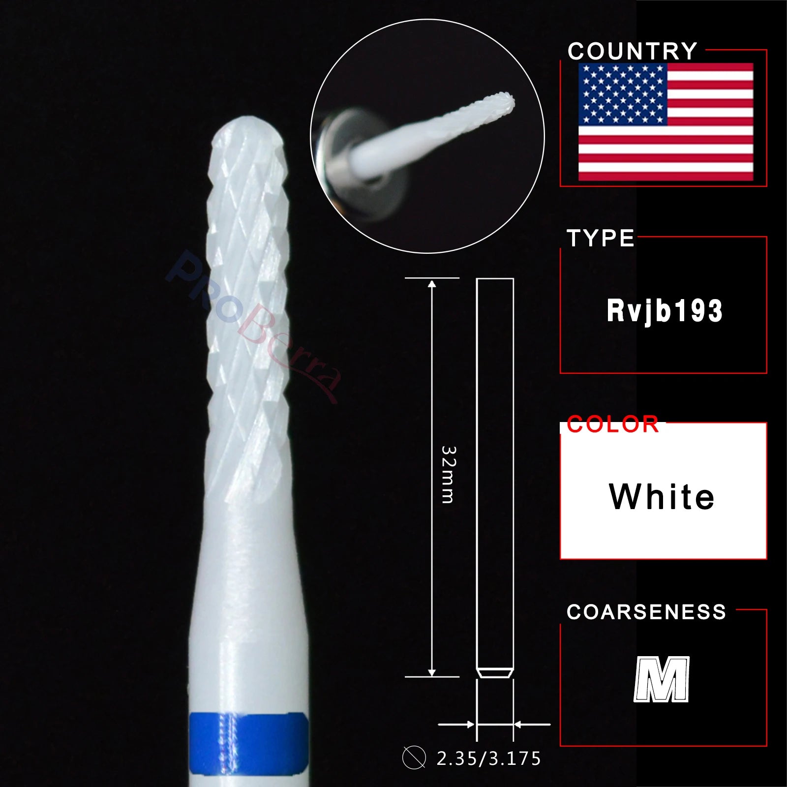 RolinStar Ceramic Cuticle Clean Cutter edge dead skin  Manicure Pedicure milling Accessories Burr remove Nail drill bit