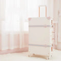 Vintage Luxury Travel Suitcase Set with Handbag PU Leather Trolley Luggage Valise Women Cute Rolling Luggage 20/22/24/26 Inch