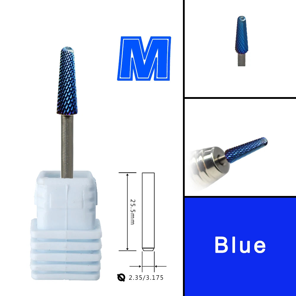 RolinStar 4.0mm Cone Gold Silver Cuticle  steel Carbide Clean Safety nail drill bit file gel polish remover