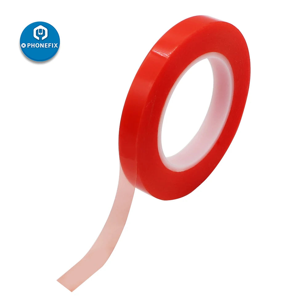 Double Sided Adhesive Tape 2/4/6/8/10/12/20mm x 25M Acrylic PET Red Film Clear Adhesive Tape for Cell Phone Touch Screen Repair