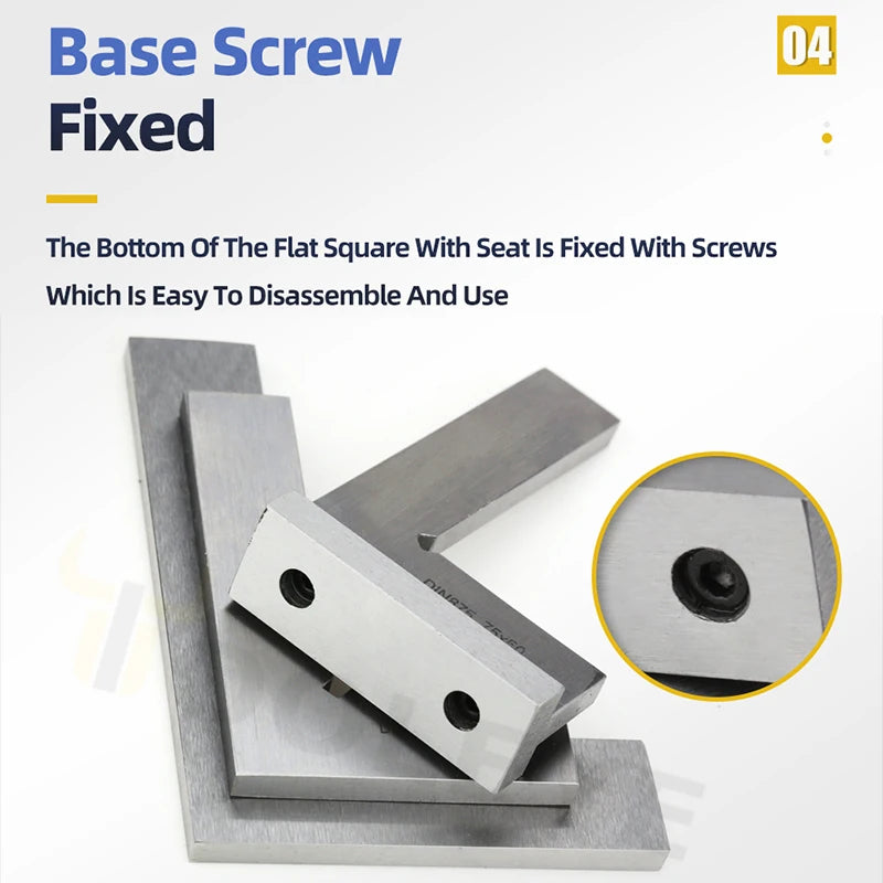 Try Square Flat Edge Square Ruler 90 Degree Woodworking Tools Metal Right Angle Ruler Measurement Tools Set-Square 50x40/75x50mm