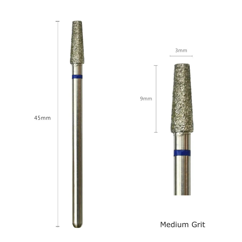 HYTOOS 10pcs/pack 3*9mm Tapered Diamond Cuticle Bit 3/32 Nail Drill Bits Manicure Drills Nails Accessories Tools