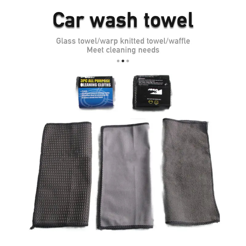 9pcs Car Wash Cleaning Kits Microfiber Auto Detailing Washing Tools Towels Blush Sponge Wash Glove Polish Care Applicator Pads