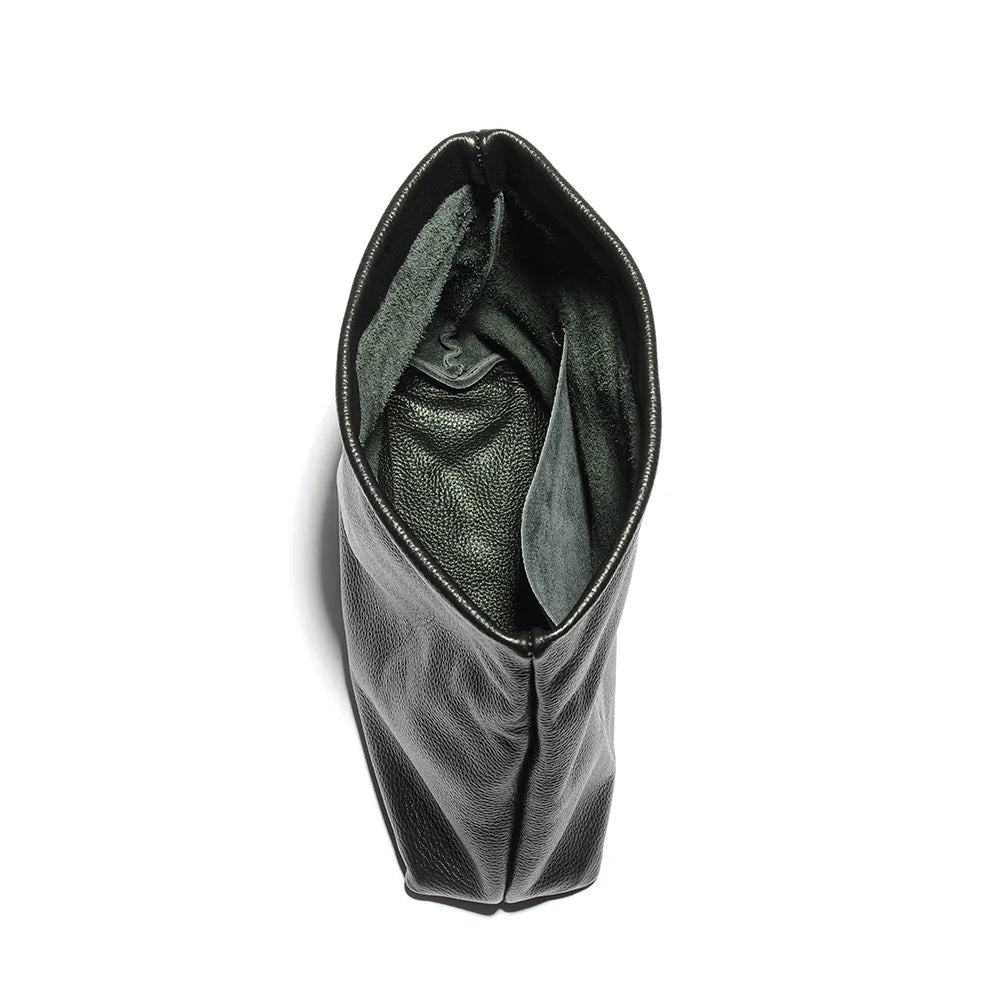 Black Leather Bag Personality Lazy Casual Clutch Bag Leather Bag Soft Bag Phone Women High Quality Laptop Bag Genuine Leather