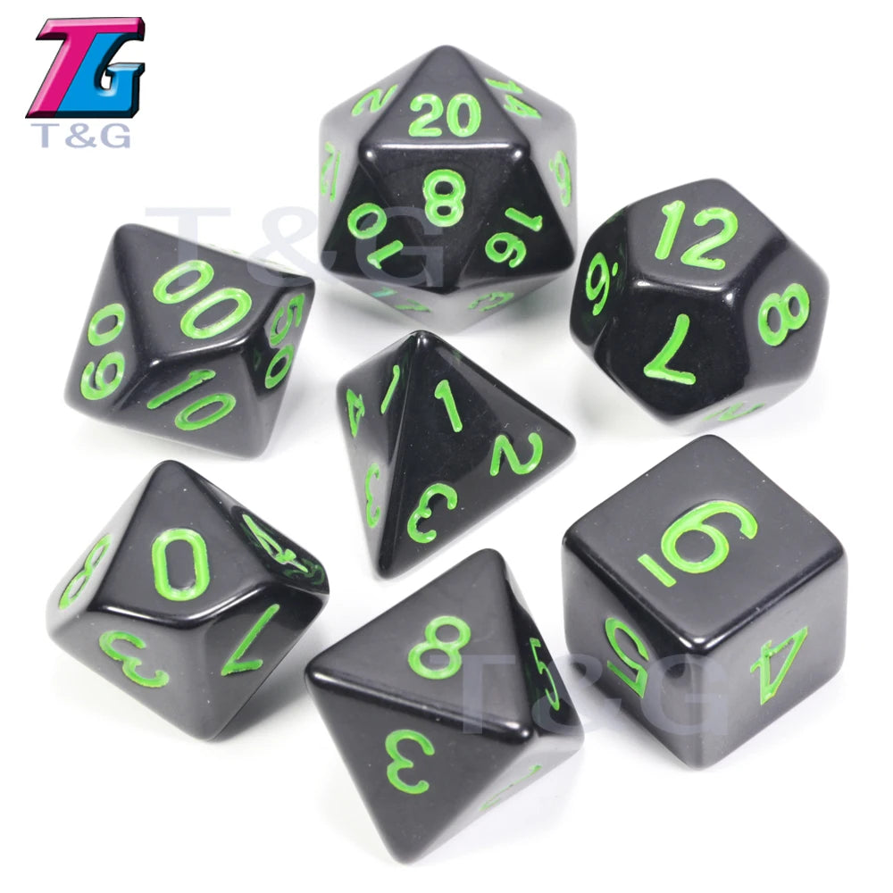 Wholesales 7pc/lot Dice Set Polyhedral D4,D6,D8,D10,D10%,D12,D20 Colorful Accessories for Board Game,DNDGame, RPG 25 Colors