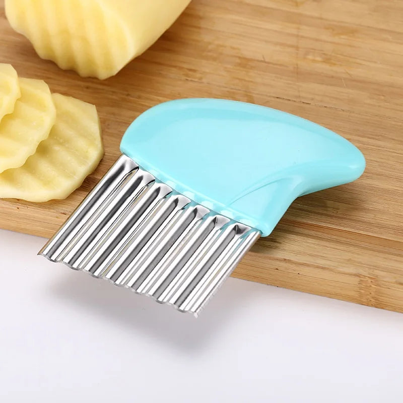 Potato Cutter Chip French Fry Maker Stainless Steel Wavy Knife French Fries Chopper kitchen Knife Chopper French Fry Maker Tools