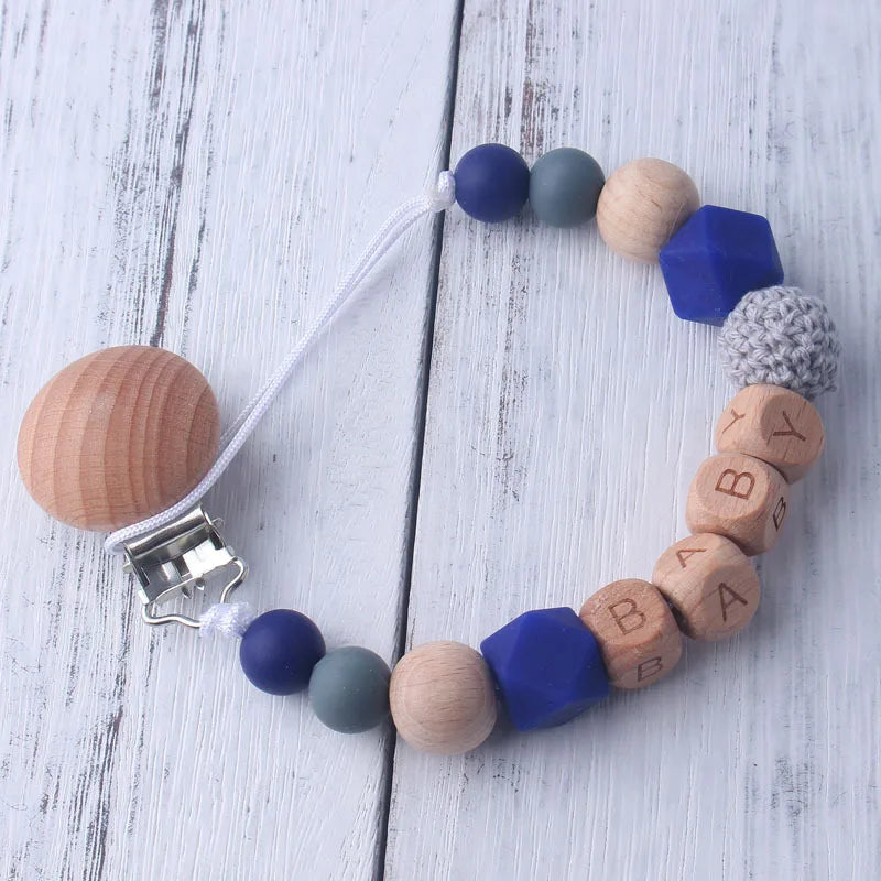 Baby Pacifier Clip Holder Free personalized name Food Silicone Teething With Newborn Gift Anti-drop Chain
