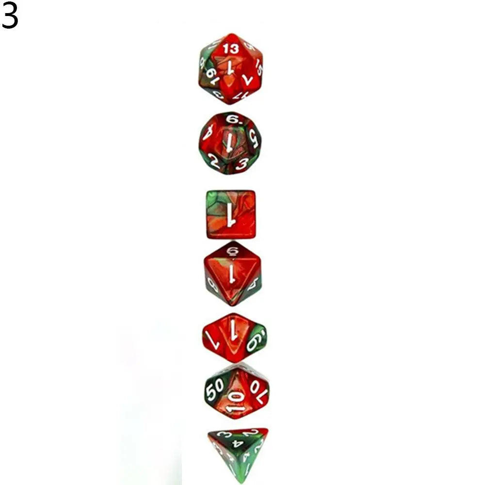 7-Die/Set New Acrylic Dice Set For TRPG DND Polyhedral 7-Die Lidescent Glitter Digital Dice Entertainment Game Accessories