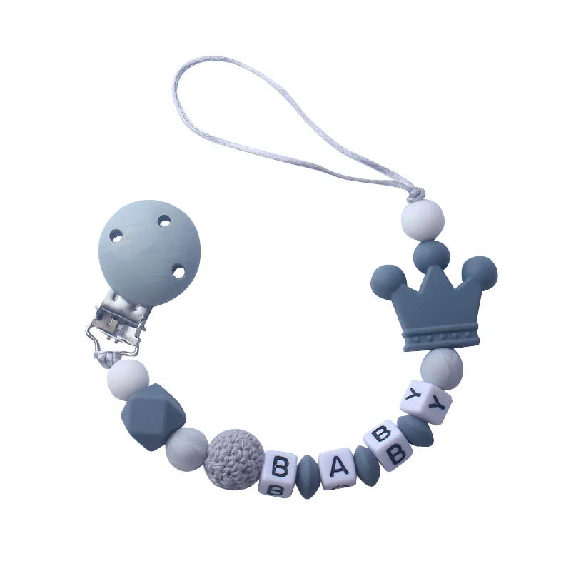 Baby Pacifier Clip Holder Free personalized name Food Silicone Teething With Newborn Gift Anti-drop Chain