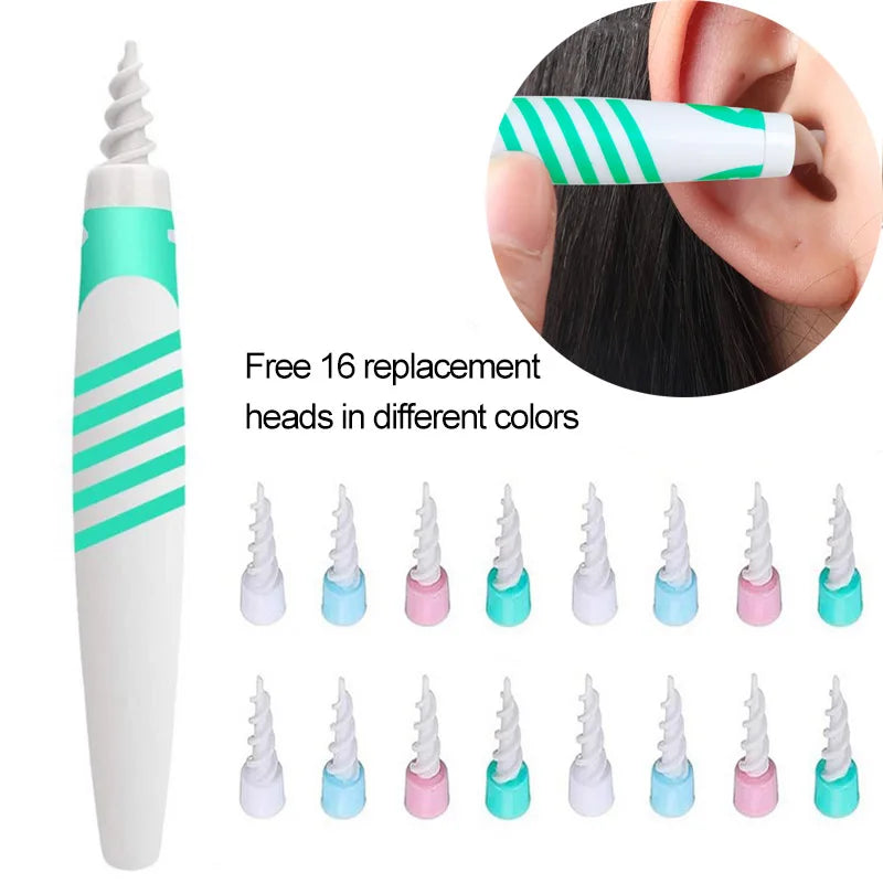 16 Tips Rotating Earwax Cleaner Spiral Dig Wax Ear Wax Remover  Ear-Cleaning Device Soft Spiral Extract Earwax Tool Ear-Picker