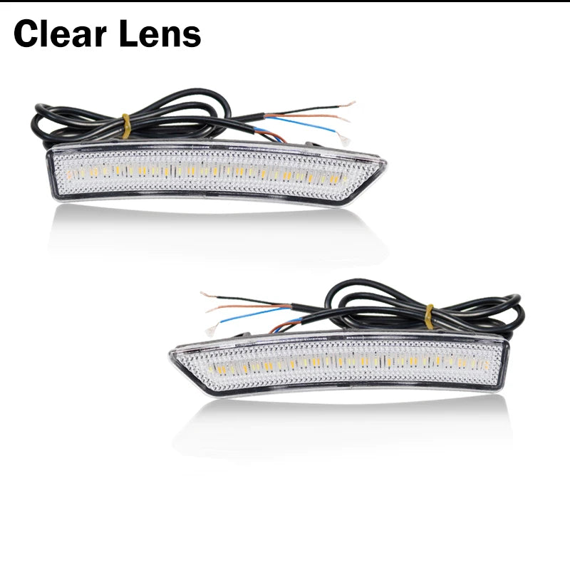 Dynamic Amber LED Front Side Marker Turn Signal Lights & White DRL/Driving Lights For Lincoln MKX 2016-2018 & Nautilus 2019-2022