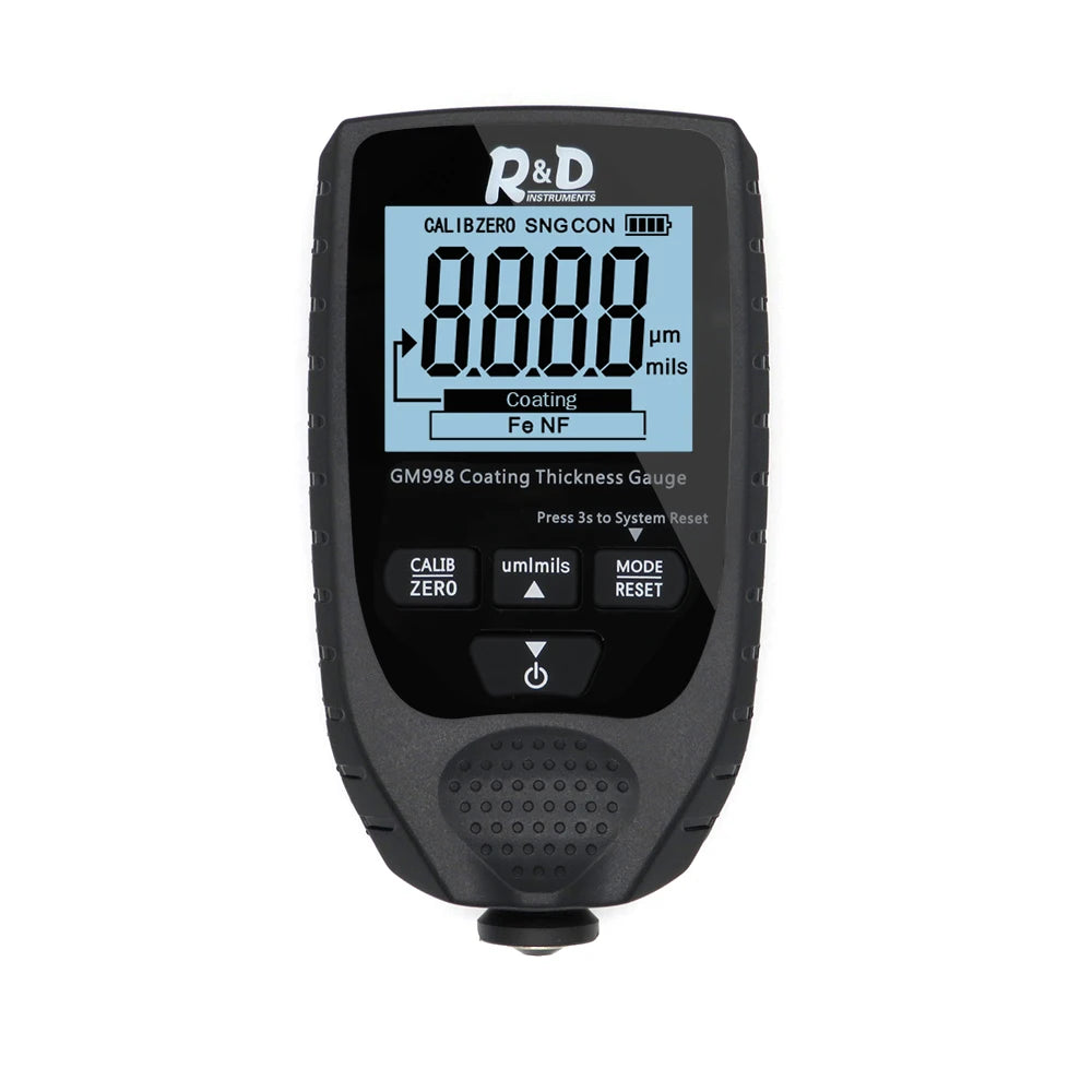 R&D GM998 Film Thickness gauge Car Paint Tester Coating Thickness Gauge Auto Fe&NF paint tester with Backlight