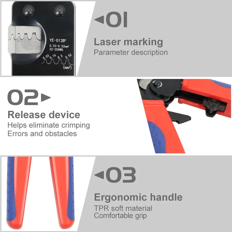YE-013B Crimping tool for JST terminals XH2.54/PH2.0/ZH1.5/SH1.0/ DuPont 2.0/2510 pliers for 0.03-0.5mm2