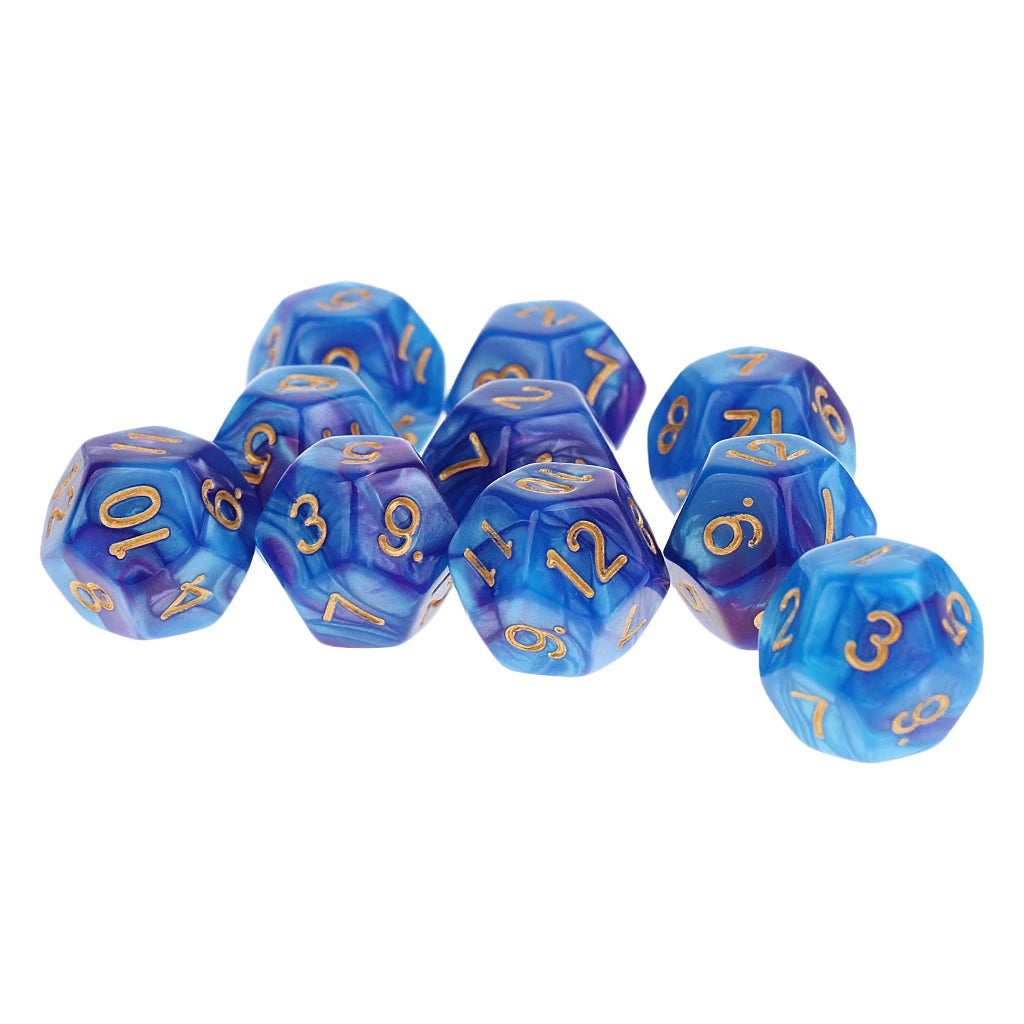 10pieces 12 Sided Dice Set D12 Polyhedral Dice for Dungeons and Dragons Party Table Games