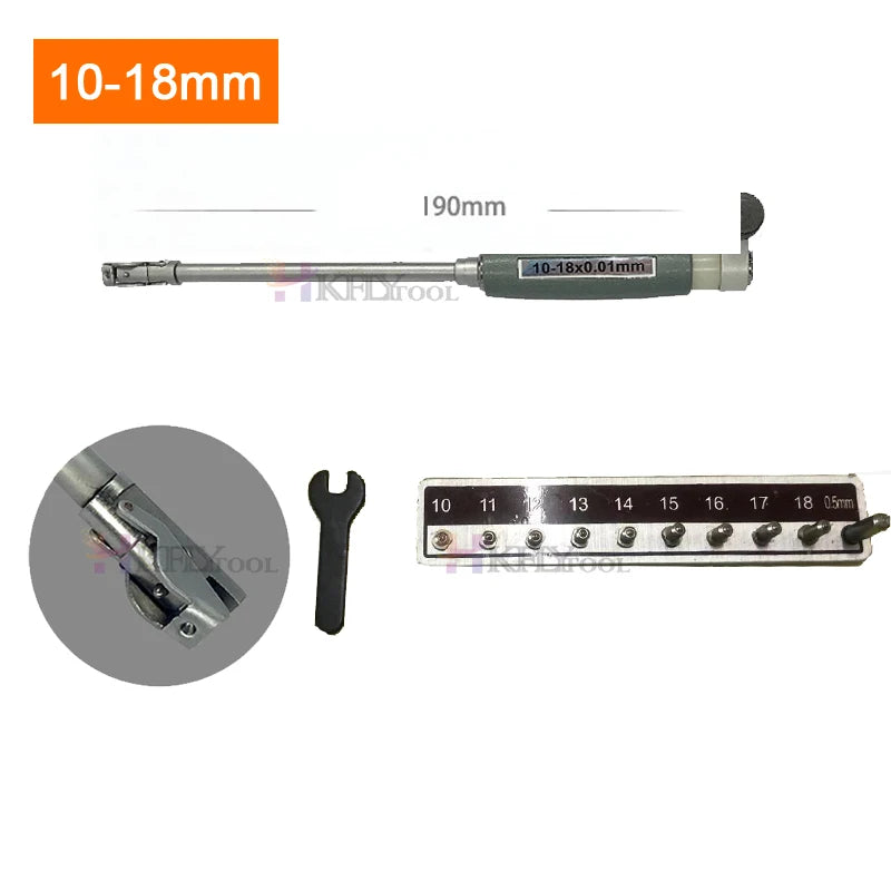 10-18-35-50-160 Inner Diameter Gauge Measuring Rod + Probe 10mm 0.01 indicator Accessories Inner Diameter Gauge Measurement Tool