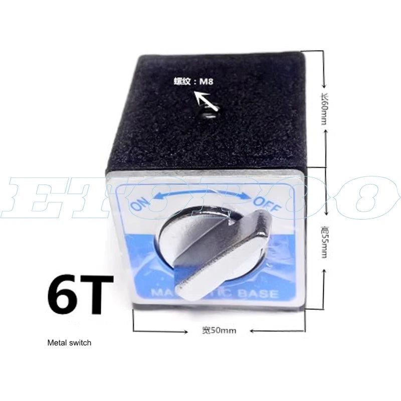 6T 8T 10T 12T V Type Power Magnetic Base Dial Indicator Stand Base Magnet Seat Table Wire Cutting Switch Magnetic Table Base