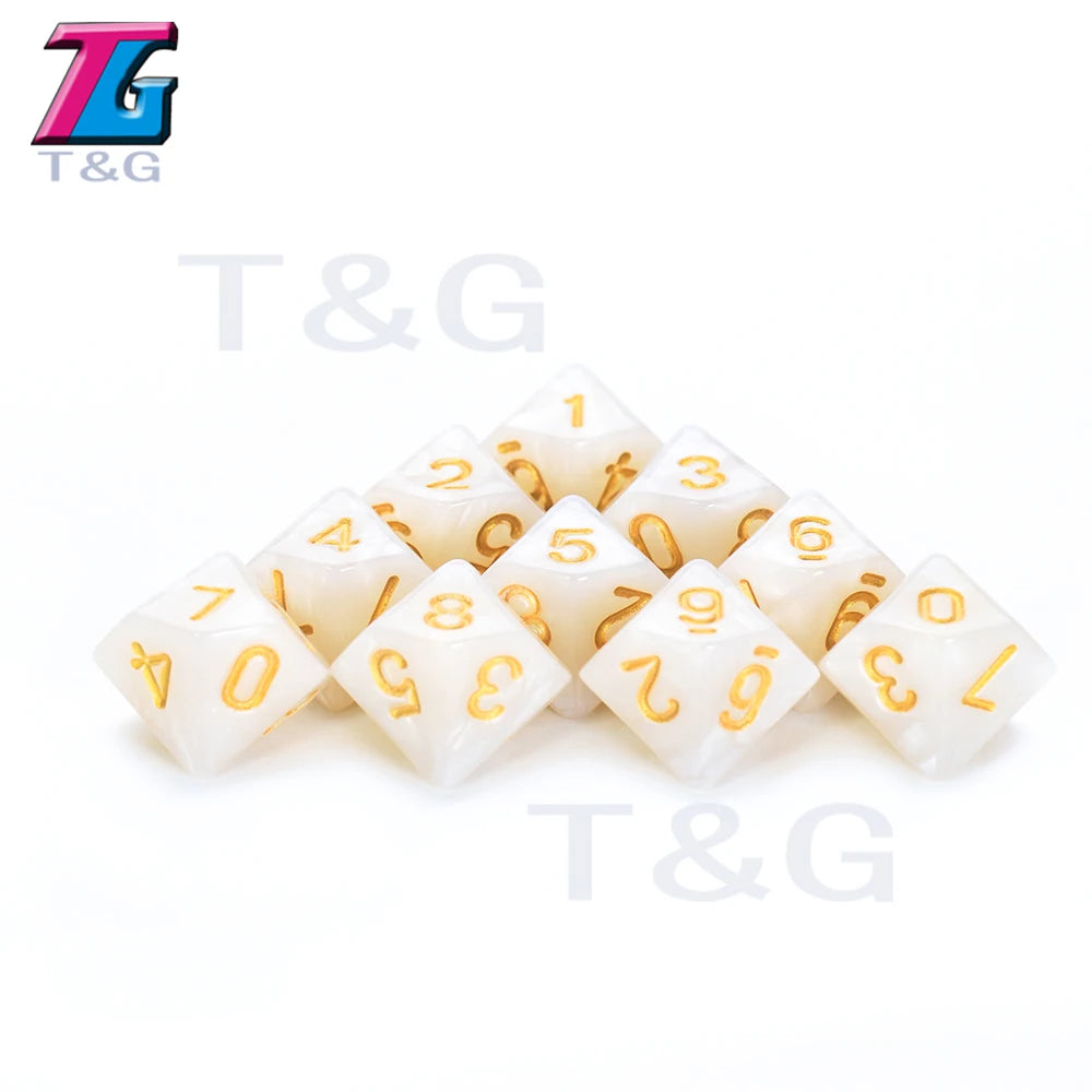 D10 Polyhedral Side Dice DND Games for Marble Transparent 10Pcs/Set for Funny Party Board Game
