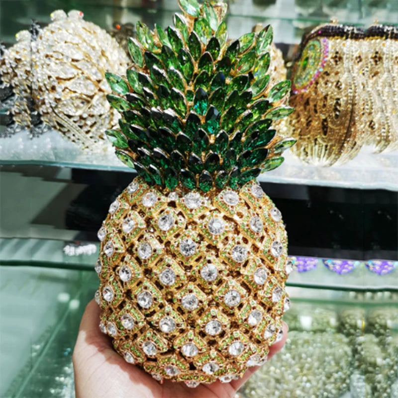 Blue Stone Pineapple Bag Diamond White Party Dinner Clutches Crystal Women Prom Formal Handbags For Lady Rhinestone Purses Bags