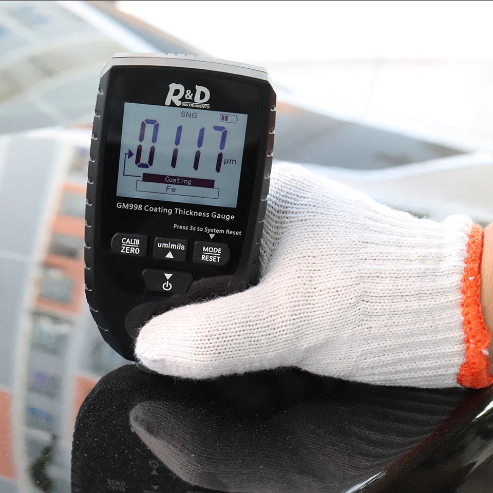 R&D GM998 Film Thickness gauge Car Paint Tester Coating Thickness Gauge Auto Fe&NF paint tester with Backlight