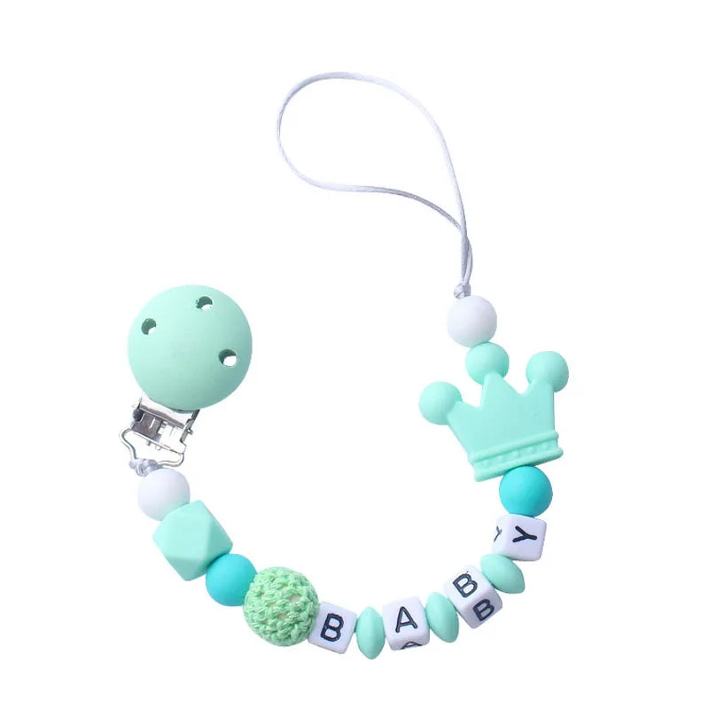 Baby Pacifier Clip Holder Free personalized name Food Silicone Teething With Newborn Gift Anti-drop Chain