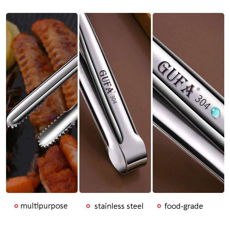 Grill Tongs Bbq Grill Tongs Stainless Steel Long Mini Kitchen Meat Food Charcoal Cooking Korean Camping Barbecue Accessories New