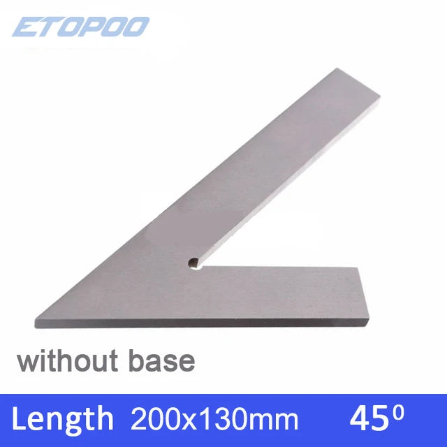 DNI875/2 100*70mm 120*80mm 200mm 45 Degree Square Ruler with Wide Base Steel 45 Degree Industrial Try Machinist Square with Base