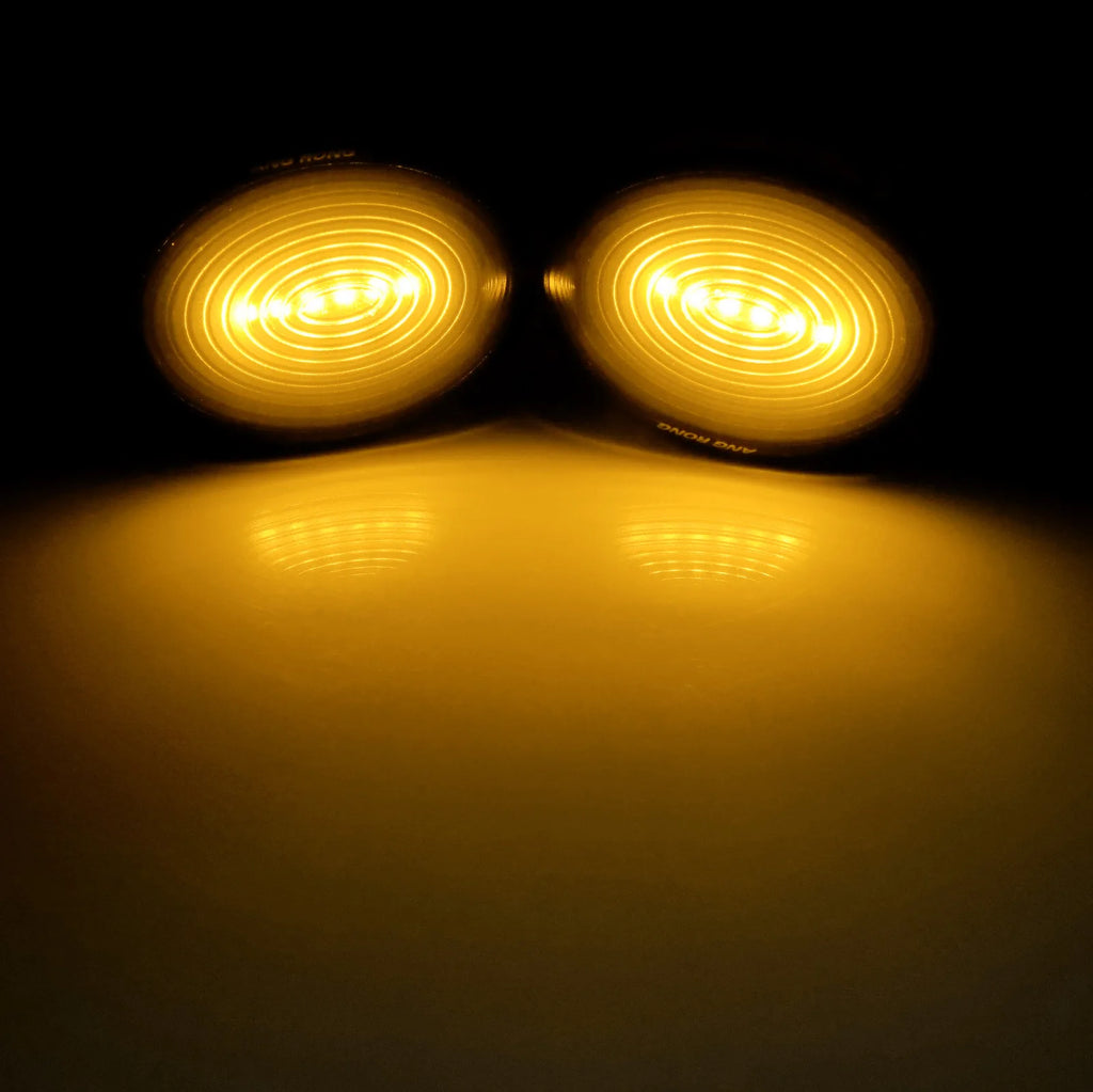 ANGRONG 2X Amber Dynamic LED Side Marker Indicator Repeater Signal Light Black Lens For Mini Cooper R56 R55 R57 R58 R59