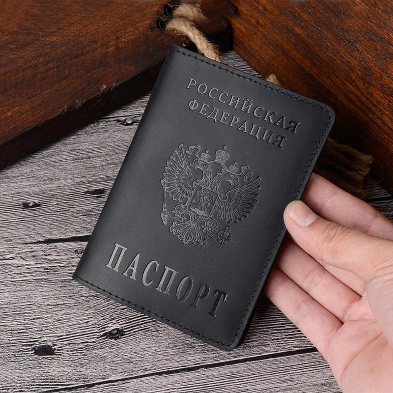 Russian Passport Cover Black for men Case Passport Travel Vintage Passport Holder Luxury Handmade Covers for Passports