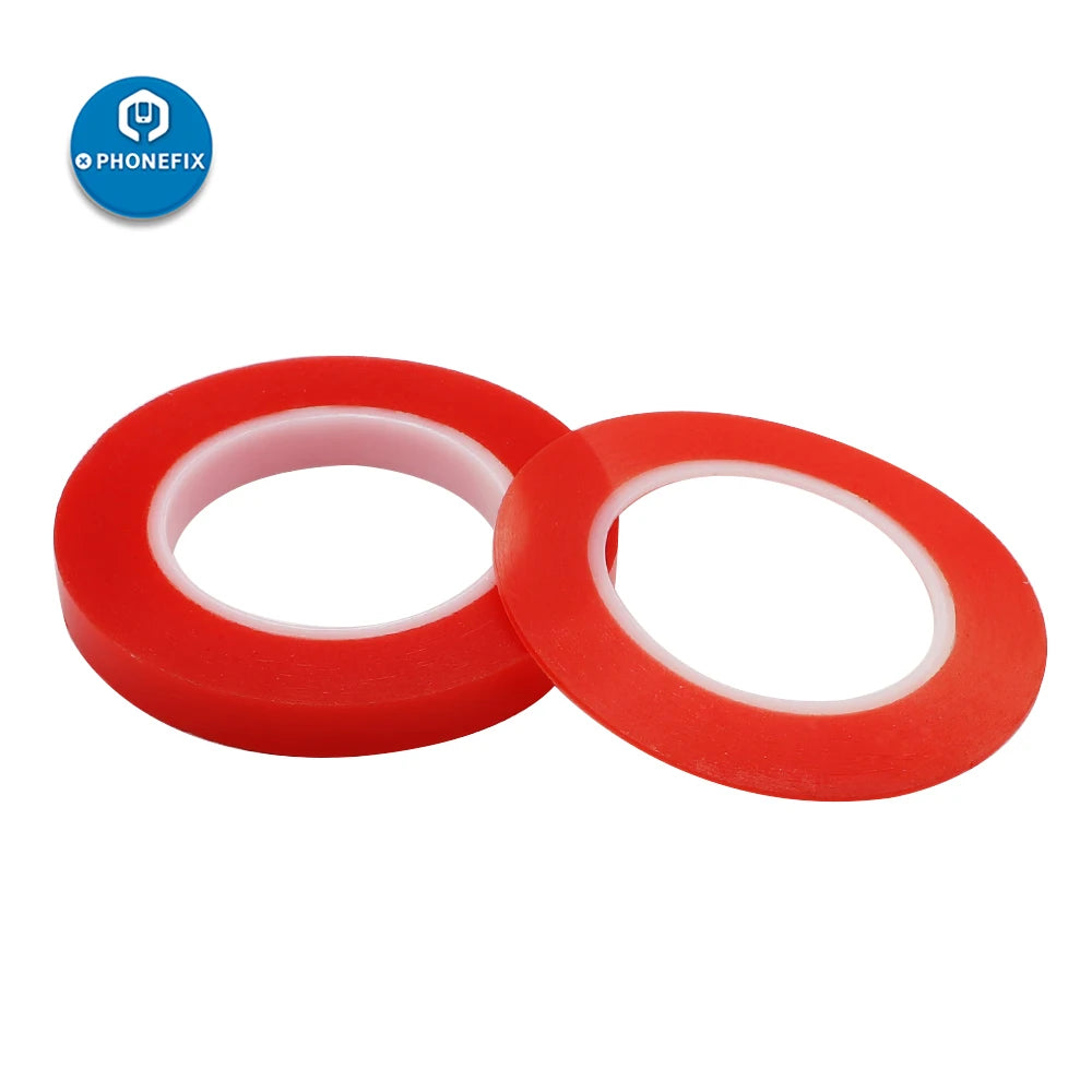Double Sided Adhesive Tape 2/4/6/8/10/12/20mm x 25M Acrylic PET Red Film Clear Adhesive Tape for Cell Phone Touch Screen Repair