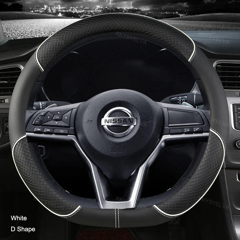 Car Steering Wheel Cover D Type PU Leather For Nissan X-trail Qashqai Rogue Sport Rogue 2017 2018 2019 2020 2021 Altima Versa