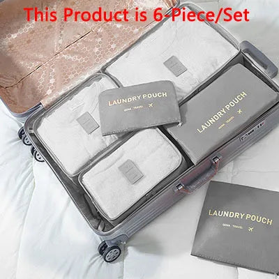 6/8/9pcs/Set Travel Organizer Storage Bags Suitcase Packing Set Storage Cases Luggage Organizer Clothes Bra Shoe Tidy Pouch Bag
