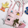 Canvas Women Handbag Shoulder Bags Large Capacity Simple Folding Handbags Tote Shopping Bag with Frog Pendant Book Bags for Girl