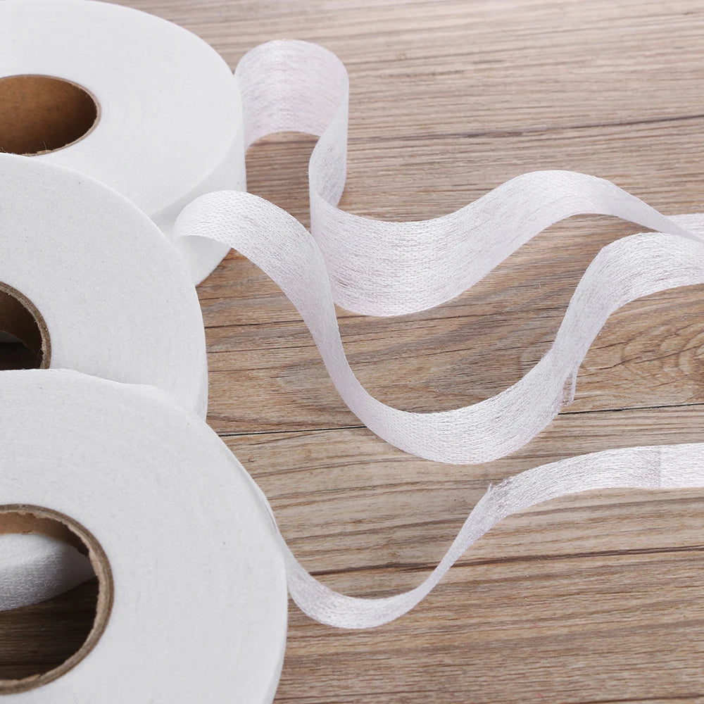 100 Meters Single-sided Adhesive Hem Tape Iron-on Clothes Sewing Turn Up Hem Non-woven Fabric Liner Width 1/2/3cm