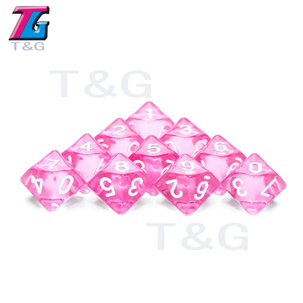 D10 Polyhedral Side Dice DND Games for Marble Transparent 10Pcs/Set for Funny Party Board Game