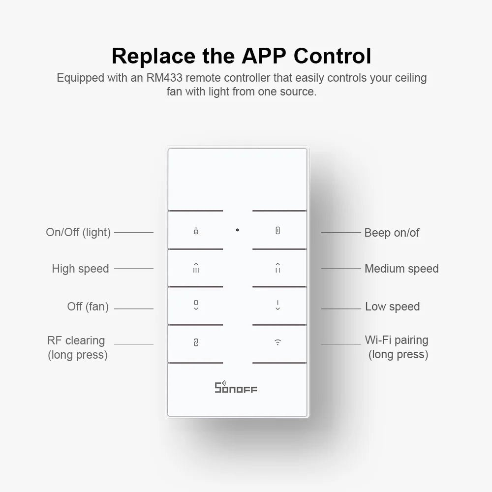 SONOFF iFan04-H Wifi Smart Fan Light Controller 433 Mhz Remote Control 220-240V Smart Home Switch Work with Alexa Google Home