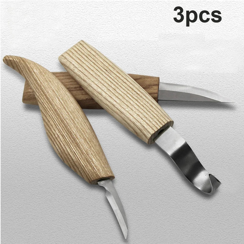 Wood Carving Cutter Hand Tool Set Hand Chisel DIY Wood Carving Knife Chip Knives High Strength Hooked Woodcut Art Craft Tool
