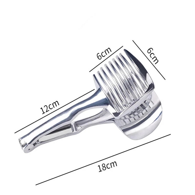 Kitchen Gadgets Handy Stainless Steel Onion Holder Potato Tomato Slicer Vegetable Fruit Cutter Accessories CF-228