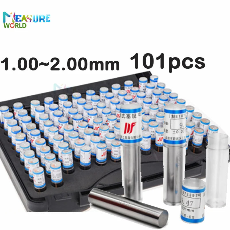 1.00~2.00mm Precision Steel Pin Gauge 1.00~2.00 step 0.01mm Smooth Plug Gauge Hole Gauge set pin Measuring Tool,101pcs/lot