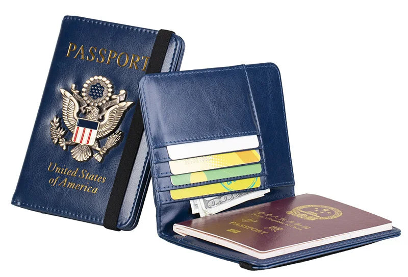 VM FASHION KISS USA RFID Passport Covers Holder Women Men Lettering Business ID Bank Card Storage Purse Case Travel Accessories