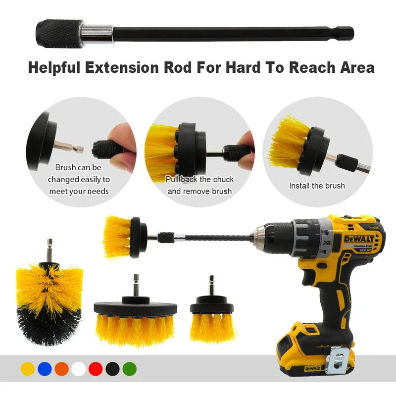 Drill Brush All Purpose Cleaner Scrubbing Brushes for Bathroom Surface Grout Tile Tub Shower Kitchen Auto Care Cleaning Tools
