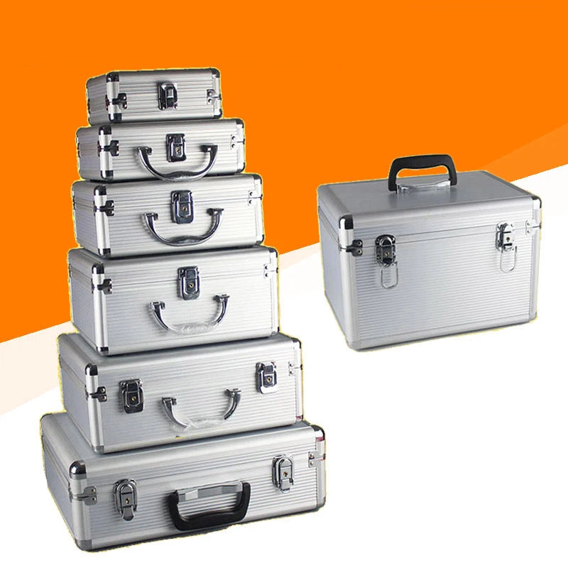 Toolbox Aluminum Alloy Suitcase Instrument Box Equipment File Box Cosmetic Case Tool Box with Sponge
